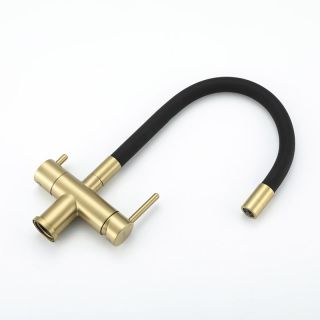 Смеситель для кухни Gappo G4398-33 под фильтр с гибким изливом чёрный/золото